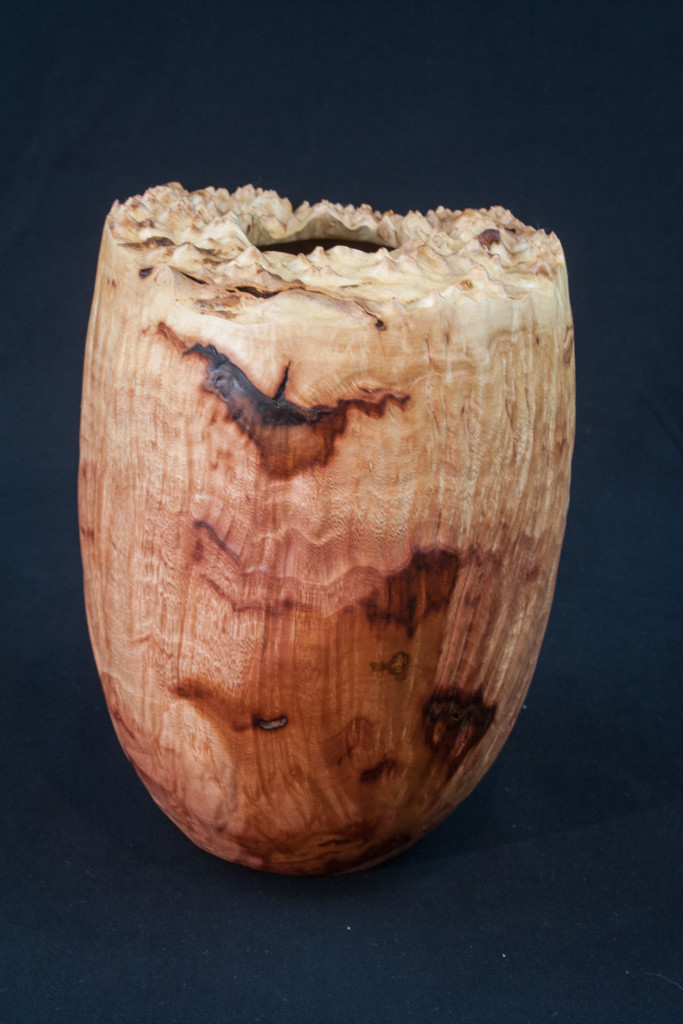34B Madrone Burl Natural Edge Distorted Hollow Form 6 x 7,5  ......... $245.....Currently on display at "Art and Gardener Gallery" in Jacksonville Oregon......SOLD